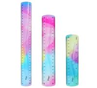 Lot de 3 règles flexibles à 3 couleurs de 30/20/15 cm avec des échelles claires et précises, adaptées aux étudiants, enseignants ou à d'autres fins de mesure.