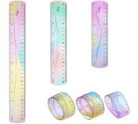 Lot De 3 Règles Flexibles Pour École,Règle Pliable 30 Cm/20 Cm/15 Cm Règles En Plastique Souple Avec Échelle En Centimètres Et Pouces Pour Étudiants Enfants Bureau Maison (Couleur Dégradé)