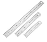 Lot de 3 Règles Métal 15/20/30 cm, Réglets Inox pour Mesure et Dessin | Double graduation cm/pouces, bords droits et repères lisibles pour couture, dessin technique, bricolage et bureau.