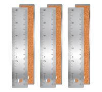 Lot de 3 règles métalliques antidérapantes de 15 cm avec support en liège et base droite antidérapante pour le travail du bois