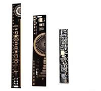 Lot de 3 règles PCB 15 20 25 cm Outil de mesure pour électroniciens avec tableau d'espacement des broches IC pour composants SMD Référence d'angle FR-4 Outil design