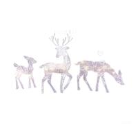 Lot de 3 rennes de Noël éclairées pour l'extérieur - Décoration de jardin 2D avec 60 LED blanc chaud - Résistante aux intempéries - Décoration d'intérieur de vacances (trois ensembles de cerfs)