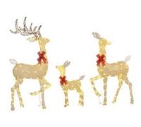 3 cerfs lumineux Noël - Outsunny - en forme de famille de cerfs - 283 LED blanc chaud - pour intérieur, extérieur