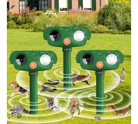 Lot de 3 répulsifs solaires pour chats de jardin, répulsif solaire à ultrasons avec détection de mouvement étanche, convient pour repousser les chats, renards, écureuils, pigeons, rongeurs