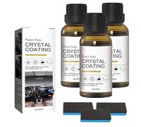 Lot de 3 restaurateurs de plastique de voiture, pièces en plastique de 30 ml, revêtement cristallin avec éponge, plastique Crystal Coating Plastics Restorer pour un nettoyage longue durée