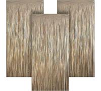 Lot de 3 rideaux à franges en feuille d'aluminium pailletée pour cabine photo, anniversaire, mariage, fête prénatale, remise de diplôme, enterrement de vie de jeune fille, Nouvel An, 1 x 2 m