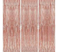 Lot de 3 rideaux à paillettes or rose - Décoration de fête d'anniversaire de mariage - Décoration de scène - Disco Shower Bachelorette