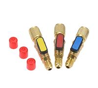 Lot de 3 robinets à boisseau sphérique droits en laiton R410A pour réfrigérant - Tuyau de charge CA mâle 6,35 mm vers valve femelle 6,35 mm