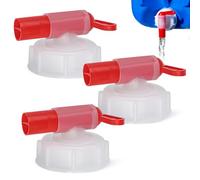 Lot de 3 robinets d'écoulement DIN61 - Pour 15 à 60 litres - Bec verseur - Bec verseur de 25 mm - Pour doser le remplissage (blanc/rouge DIN 61)