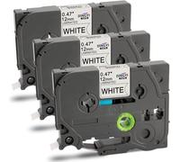 Lot de 3 robinets d'imprimante d'étiquettes pour Brother 12 mm Blanc Compatible avec Ruban d'étiquettes de rechange pour P Touch Tze-231