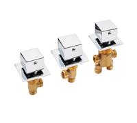 Lot de 3 robinets d'inverseur de douche en laiton massif avec poignée carrée pour salle de bain et sauna - Robinet mitigeur durable pour usage domestique