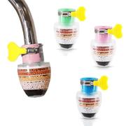 Lot de 3 robinets filtrants pour eau potable, robinet avec filtre à eau au charbon actif, avec filtration à 6 couches, accessoire de filtre à eau pour cuisine (bleu, vert, rouge)