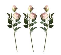 Lot de 3 roses artificielles en soie de qualité supérieure de 55 cm - 2 roses et 1 bourgeon par branche - Fleurs artificielles réalistes pour mariage, décoration de table, bouquet de mariée, fête,