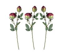 Lot de 3 roses artificielles en soie de qualité supérieure de 55 cm - 2 roses et 1 bourgeon par branche - Fleurs artificielles réalistes pour mariage, décoration de table, bouquet de mariée, fête,