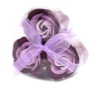 Lot de 3 Roses de Savon Boite Coeur - Lavande