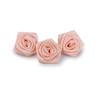 Lot de 3 roses en satin - 6 cm x 3 pièces - Pour travaux manuels - Couleur : abricot 714