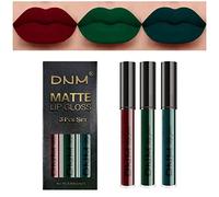 Lot de 3 rouges à lèvres liquides mats noir foncé/violet/bleu mat pour femme - Longue durée - Inaltérable - Noir - 24 heures - Crayon contour des lèvres original et rouge à lèvres (Set 08#)