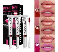 Lot De 3 Rouges A Levres Pelables, Rouge A Levres Mat Et Crayon A Levres, Gloss A Levres Pelables Waterproof Longue Tenue