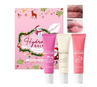 Lot de 3 rouges à lèvres teintés - Baume à lèvres doux au beurre non collant - Hydratant longue durée - Pour femme, fille - Été, voyage, Noël, anniversaire, soins