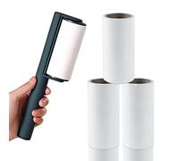 Lot de 3 rouleaux anti-peluches et de recharge - Portable - Pour poils d'animaux, rouleau de poussière, brosse de nettoyage, papier adhésif thermofusible chaud pour poils d'animaux, vêtements, tapis