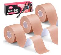 Lot de 3 rouleaux de bande de kinésiologie, bande athlétique élastique imperméable pour le sport, 5,1 cm x 4,8 m, bandes musculaires non coupées avec ciseaux pour cheville, poignets, genoux, épaules