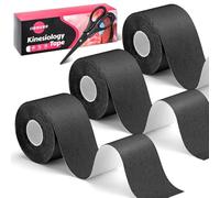 Lot de 3 rouleaux de bande de kinésiologie, bande athlétique élastique imperméable pour le sport, 5,1 cm x 4,8 m, bandes musculaires non coupées avec ciseaux pour cheville, poignets, genoux, épaules