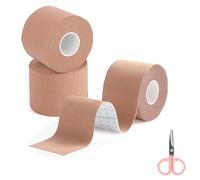 Lot de 3 rouleaux de bande de kinésiologie étanche 5 cm x 5 m - Bande cinétique non coupée - Bande de sport pour l'entraînement et une utilisation quotidienne (Skin Color)