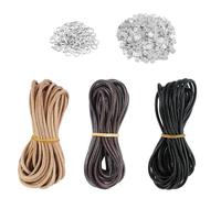 Lot de 3 rouleaux de cordon rond en cuir - 5 m x 2 mm - Pour bricolage, porte-clés, bracelets, bijoux