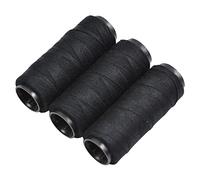 Lot de 3 rouleaux de fil à coudre pour la fabrication de perruques, la couture à la main, la trame de cheveux bricolage (Noir)