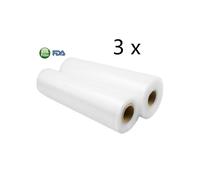 Lot de 3 rouleaux de film gaufré pour machine d'emballage sous vide, 20 cm x 5 mètres, sans BPA