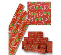 Lot de 3 rouleaux de papier cadeau | 70 x 100 cm par feuille | « If you don't like it, lie» | Papier cadeau de Noël amusant avec sapins, inscription et design de Noël | Emballage cadeau | Livré roulé