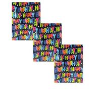 Lot de 3 rouleaux de papier cadeau d'anniversaire pour enfants, feuilles de papier cadeau pour garçon, papier cadeau d'anniversaire coloré « Happy Birthday », pour garçons et filles (43 x 300 cm)