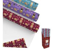 Lot de 3 rouleaux de papier cadeau Motif Rois Mages 200 x 70 cm | Lot de 3 rouleaux de papier cadeau, 200 x 70 cm chacun, imprimé rois mages en couleurs violet, bleu et grenat