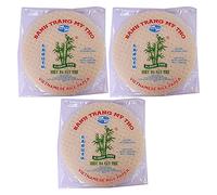 Lot de 3 rouleaux de papier de riz vietnamien rond 22 cm 340 g Goi Cuon Banh Trang Fresh Spring