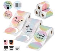 Lot de 3 rouleaux de papier d'étiquettes thermiques rondes à motif floral pour machine d'étiquettes Phomemo M220, M200, M221, M110, 4,9 x 5,9 cm, étanche, pour code-barres, logo, notes, mémo, fleurs