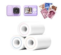 Lot de 3 rouleaux de papier photo à impression instantanée pour enfants - Compatible avec ETIKEZ Funshot 20 - Papier d'impression thermique pour appareil photo - 5,7 cm x 5 m par rouleau - Bleu/orange