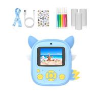 Lot de 3 rouleaux de papier photo pour enfants - Coque en silicone résistante aux chocs - Vidéo 1080p - Cadeau d'anniversaire - Impression instantanée avec papier