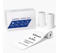 Lot de 3 rouleaux de papier thermique non adhésif blanc 53 mm, compatible avec imprimante thermique portable A285M, A282M, A281M, M835, M834, M832, T02, 5,3 x 650,2 cm