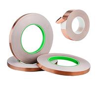 Lot de 3 rouleaux de ruban adhésif conducteur double face en feuille de cuivre 6,35 mm pour blindage EMI, vitraux, réparations électriques, répulsif à limaces, mise à la terre