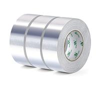 Lot de 3 rouleaux de ruban adhésif en aluminium résistant aux hautes températures 50 mmx50 m, résistant à l'humidité, l'étanchéité et l'isolation, le chauffage et la ventilation (HVAC)