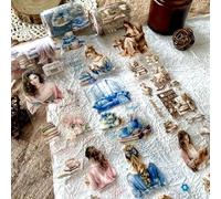 Lot de 3 rouleaux de ruban adhésif Washi en PET, ruban autocollant People Scrapbook - Transparent - Pour accessoires de scrapbooking, junk journaling, bullet journal, bricolage, peinture (Reading Time