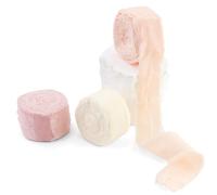 Lot de 3 rouleaux de ruban cadeau en mousseline de soie - 2,5 cm x 5 m - 3 couleurs - Fabriqué à la main - Ruban décoratif en mousseline de soie - Pour festival, projets de bricolage
