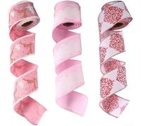 Lot de 3 rouleaux de ruban de décoration de sapin de Noël avec bords métalliques, matériau en lin pour plus de stabilité et de polyvalence artisanale