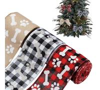 Lot de 3 rouleaux de ruban d'impression motif pattes et os - Ruban cadeau décoratif en polyester pour emballage de mariage avec nœuds floraux