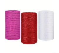 Lot de 3 rouleaux de ruban en maille pour la Saint-Valentin, 15 cm x 9,1 m, décoration pour guirlande de fête, mariage, couronne, nœud, serpentin, fournitures d'artisanat