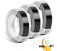 Lot de 3 rouleaux d'étiquettes compatibles avec le ruban à gaufrer Dymo 9 mm noir, compatible avec le ruban d'étiquettes autocollant Dymo Omega noir, pour rubans 3D pour machine à gaufrer Omega Junior