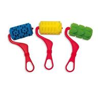 Lot de 3 rouleaux en éponge avec motifs étoiles cœurs rectangulaires.