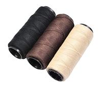 Lot de 3 Rouleaux Fil à Coudre pour Fabrication Perruques, Couture à Main, Trame de Cheveux Bricolage, L'Usage Quotidien(Noir + Beige + Marron)
