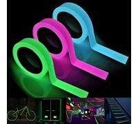 Lot de 3 Ruban Autocollant Fluorescen, 5M*1CM Glow in The Dark Tape, Bande Réfléchissante Phosphorescente Imperméable, pour décorer la scène, Le Garage, Les Escaliers(Vert + Bleu + Rose)