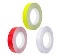 Lot de 3 rubans adhésifs réfléchissants - 2,5 cm x 5 m - Ruban d'avertissement réfléchissant en PVC imperméable - Pour la décoration de vélo, moto et voiture (blanc, rouge, jaune fluorescent)